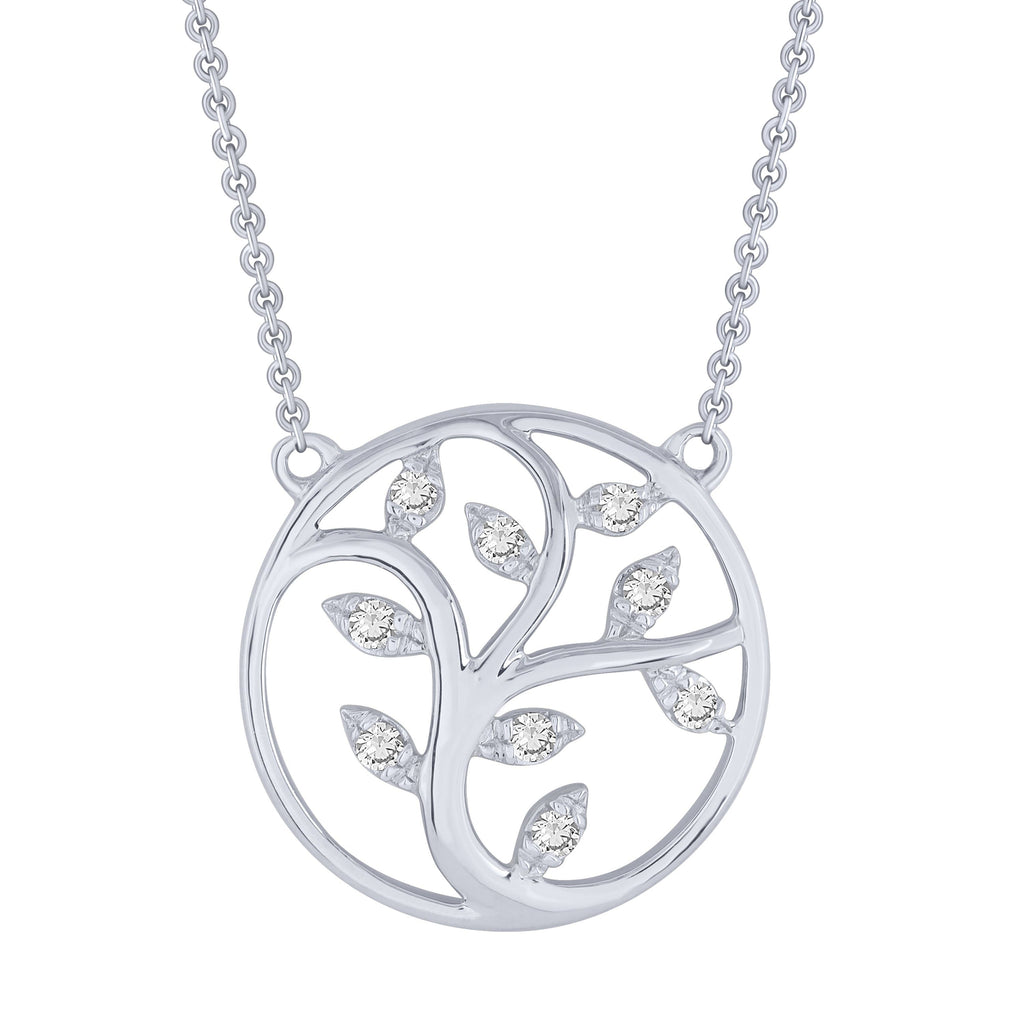 Sterling Silver 0.10Ctw Diamond Tree Of Life Pendant (6738326159515)