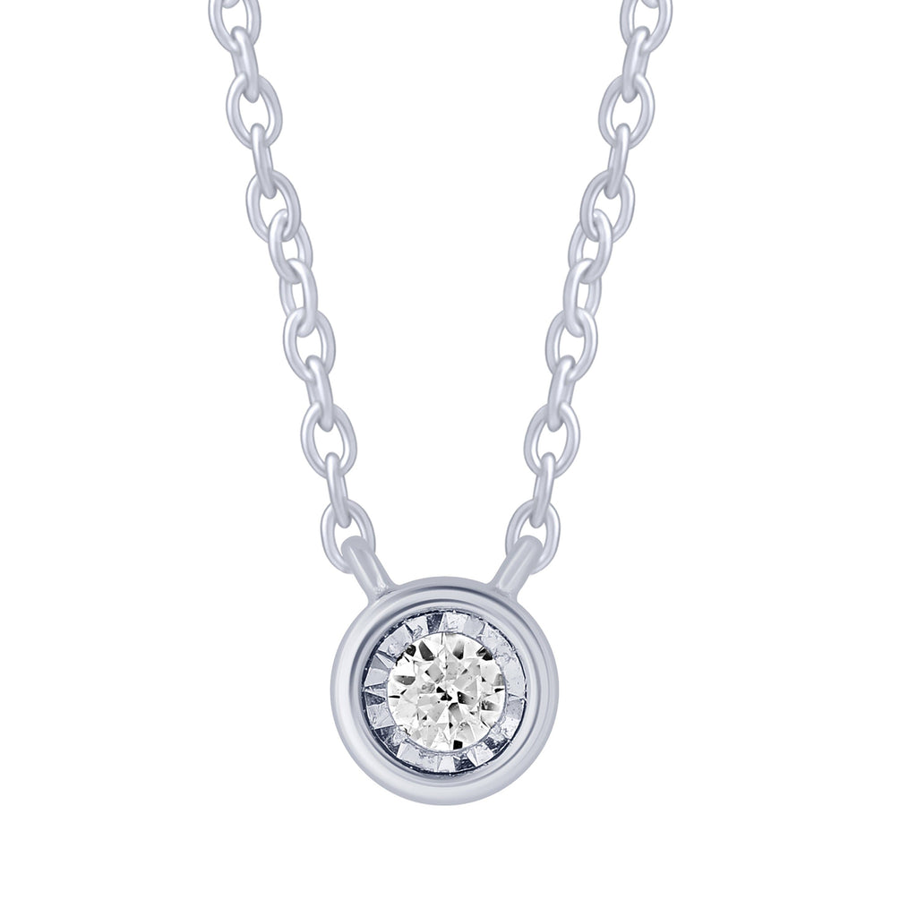 Sterling Silver 0.05Ct Miracle Solitaire Bezel Set Necklace (6738323570843)