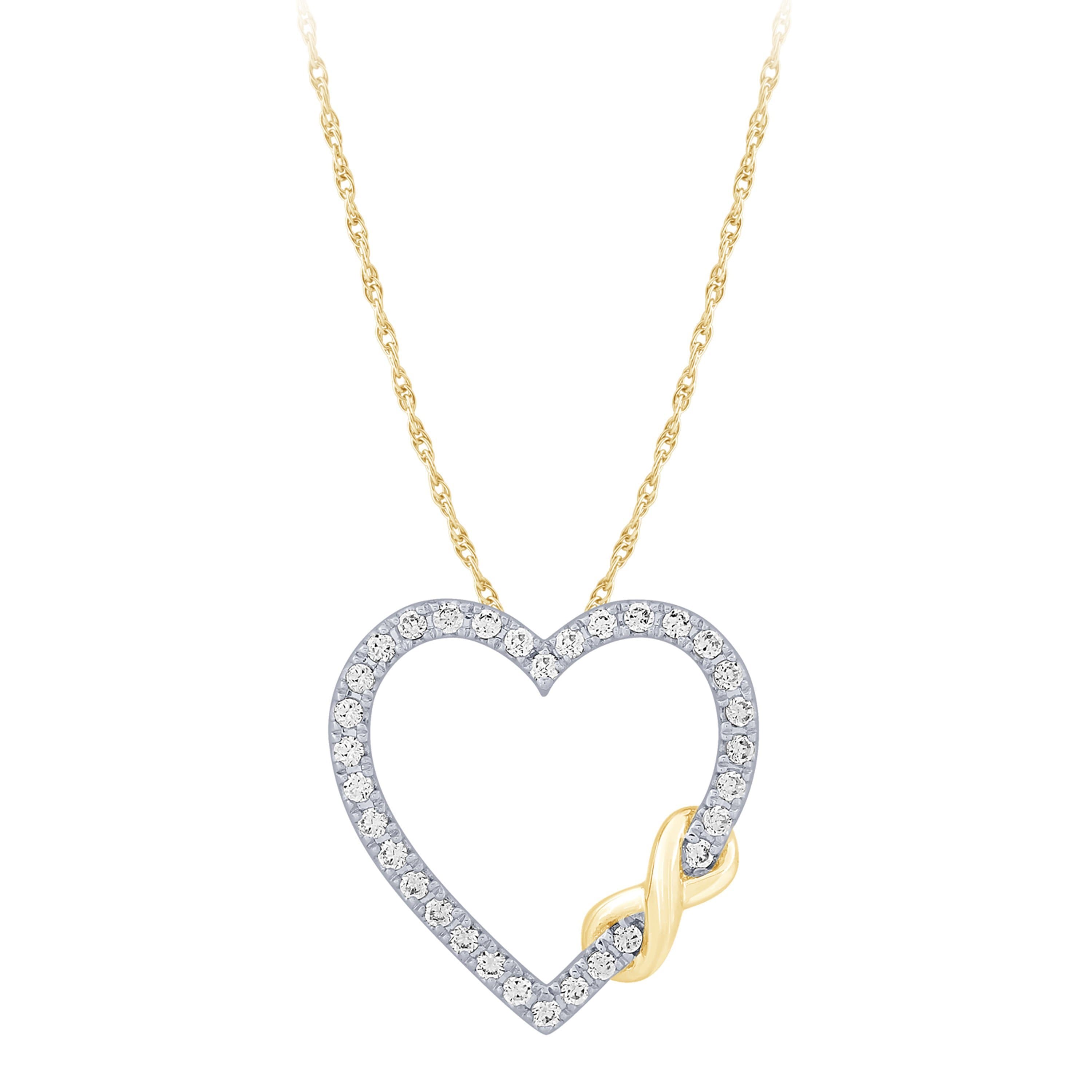 14K Yellow Gold Diamond Heart Pendant