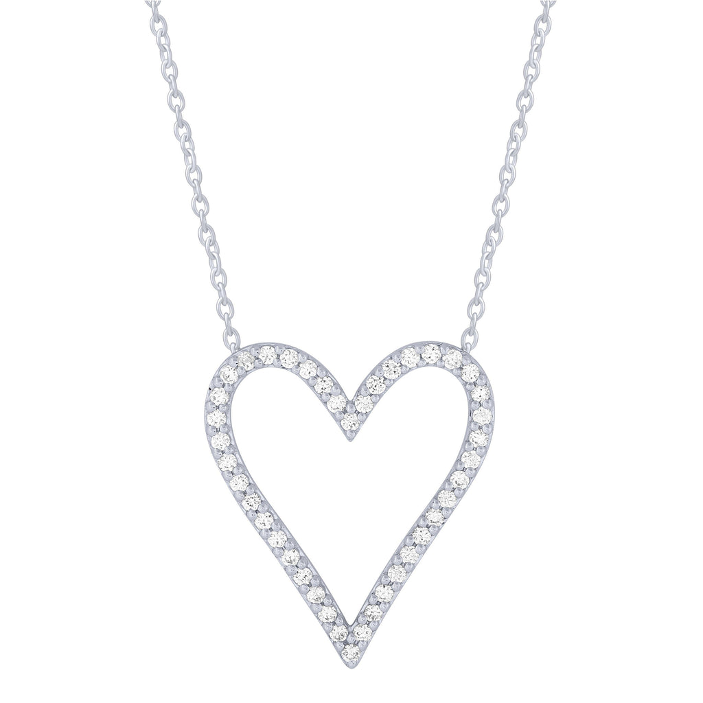 Sterling Silver 1/3Ctw Diamond Heart Outline Necklace (6738323603611)