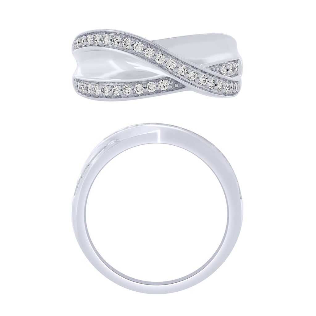 Sterling Silver 1/3Ctw Diamond Wide Fashion Ring (6738324390043)