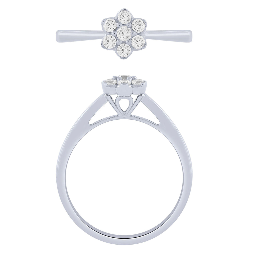 14K White Gold 1/4Ctw Diamond Floral Ring (6738321244315)