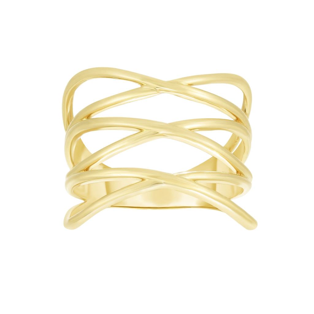 14kt Gold Size-7 Yellow Finish Crossover Ring (5688345428123)