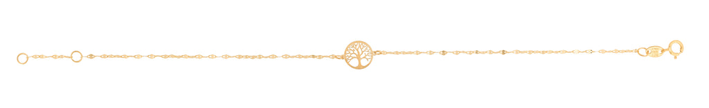 14K Gold Tree of Life on Mirror Chain Bracelet (8210051039462)