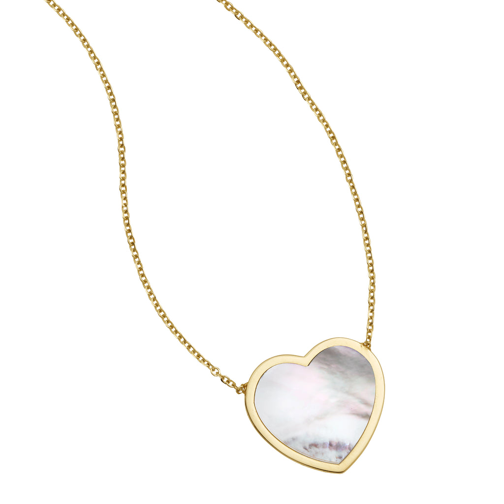 14K Gold Mother of Pearl Heart Necklace (8210049269990)