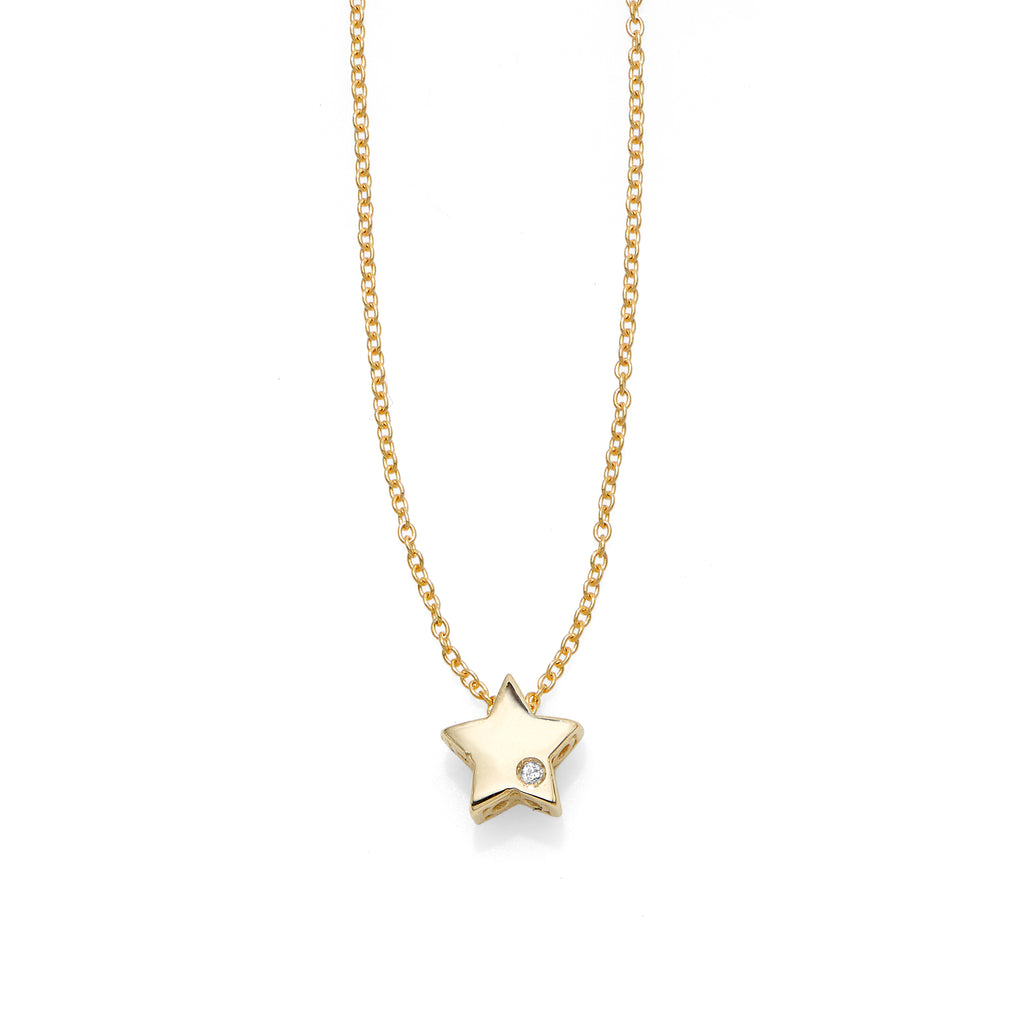 14K Gold .005ct Diamond Star Necklace (8210049204454)