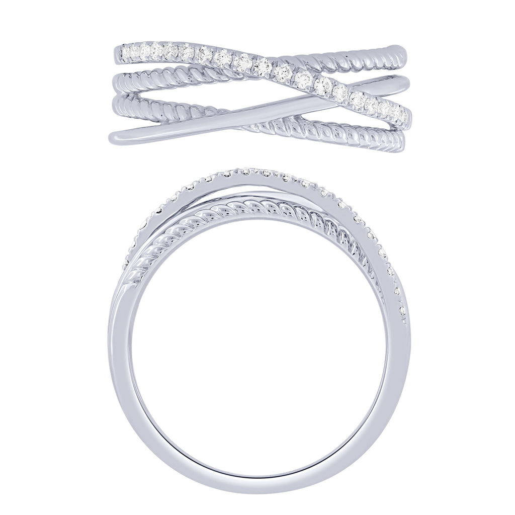 Sterling Silver 0.16Ctw Layered Ring (6738325635227)