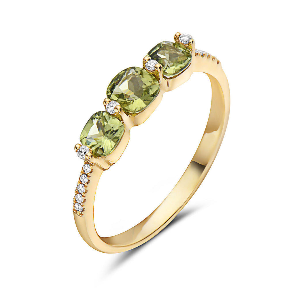 Peridot And Diamond Fashion Ring (8073430270182)