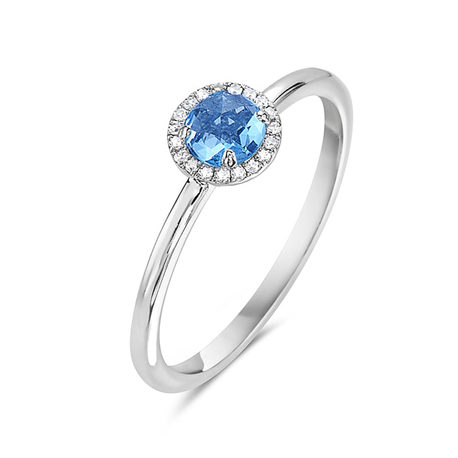 Blue Topaz And Diamond Halo Ring (8073431122150)