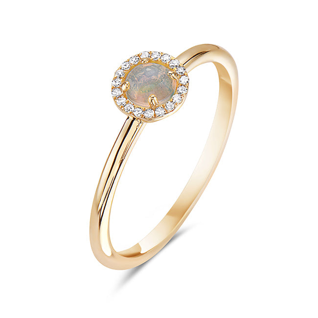 Opal And Diamond Halo Ring (8073430991078)
