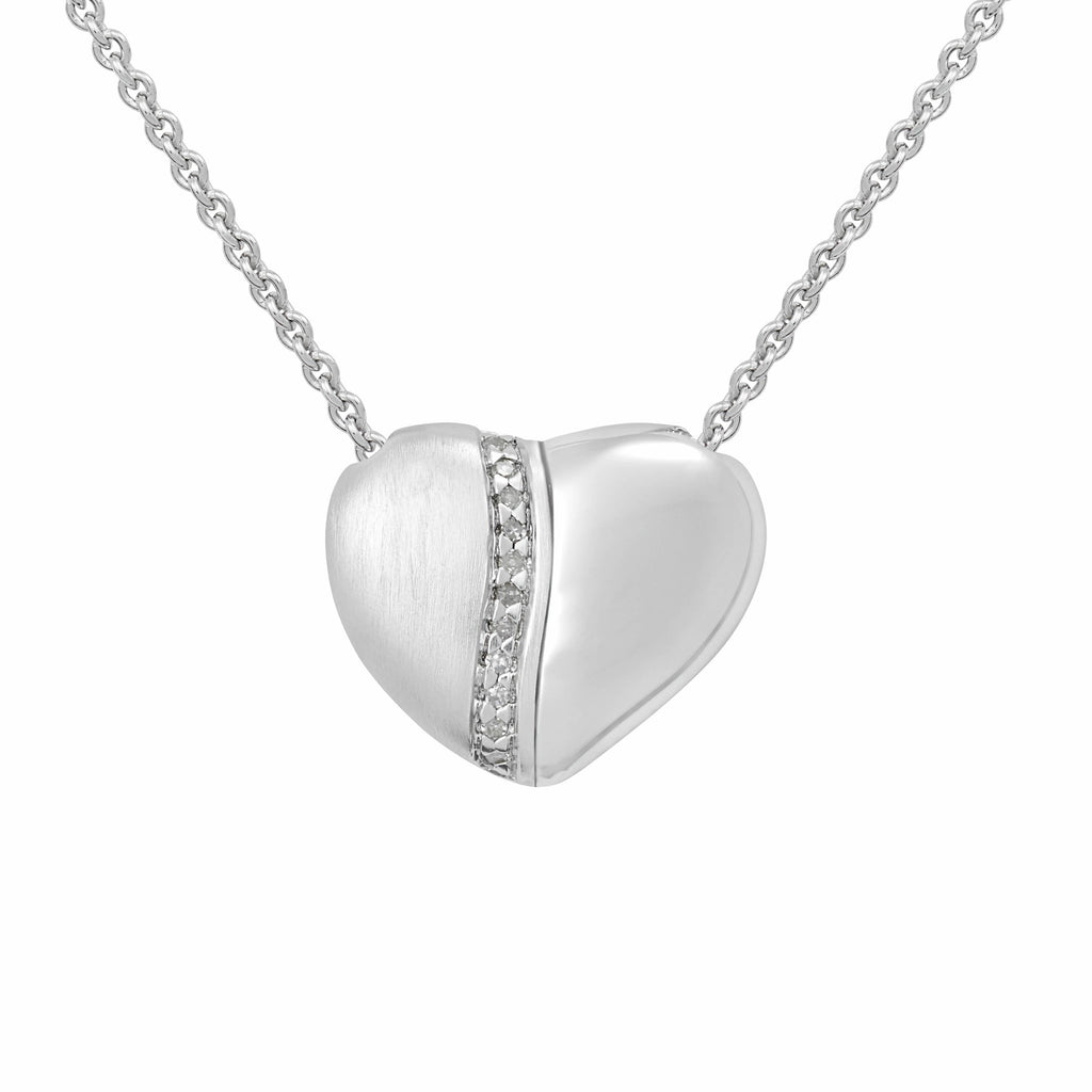PETRA AZAR "RIVER OF LOVE" PETITE SILVER HEART NECKLACE WITH DIAMONDS (4997501222956)
