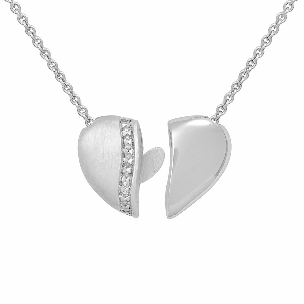 PETRA AZAR "RIVER OF LOVE" PETITE SILVER HEART NECKLACE WITH DIAMONDS (4997501222956)