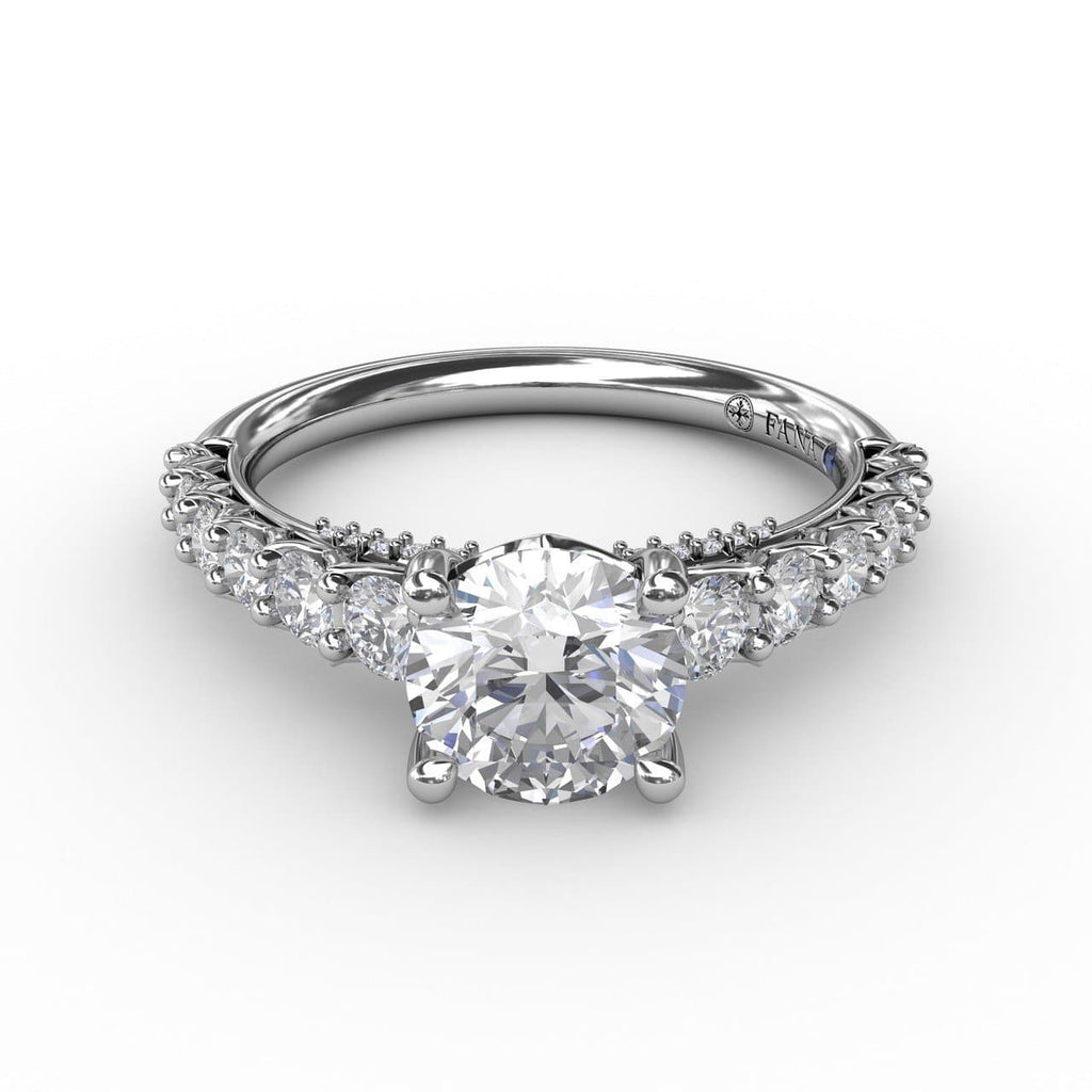 Contemporary Diamond Solitaire Engagement Ring With Openwork Diamond Band (5552771694747)