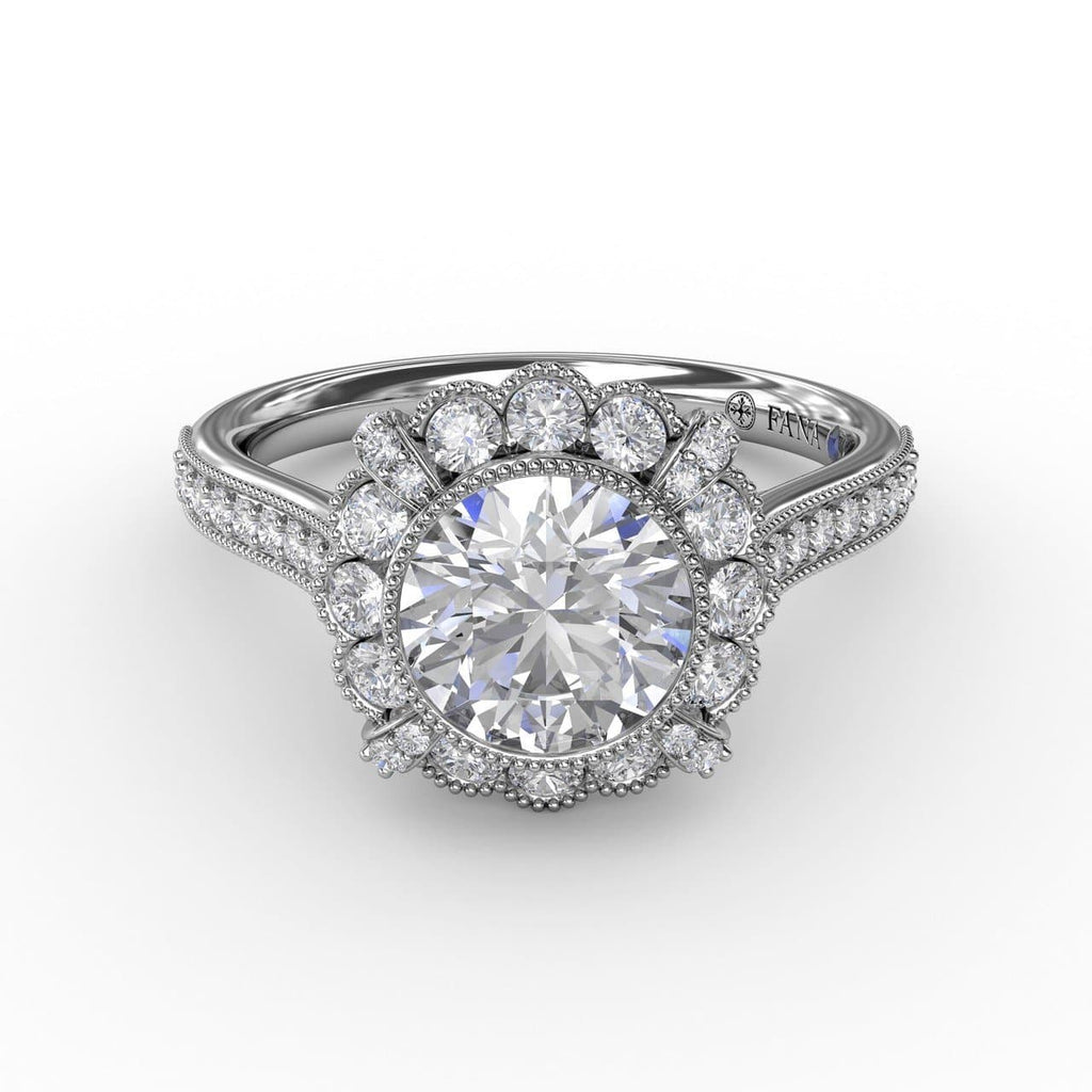 Vintage Scalloped Halo Engagement Ring With Milgrain Details (5552771989659)