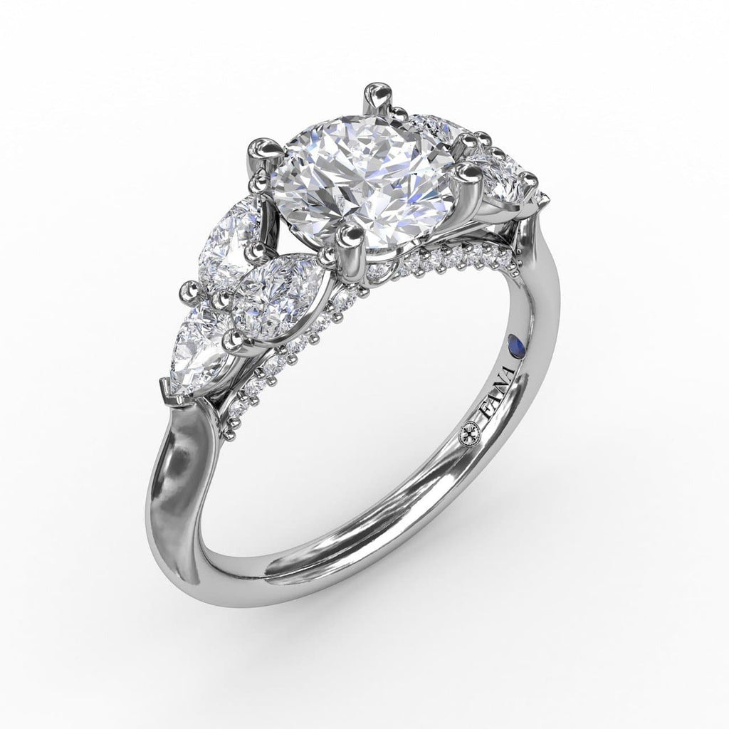 Floral Multi-Stone Engagement Ring With Diamond Leaves (5552772251803)