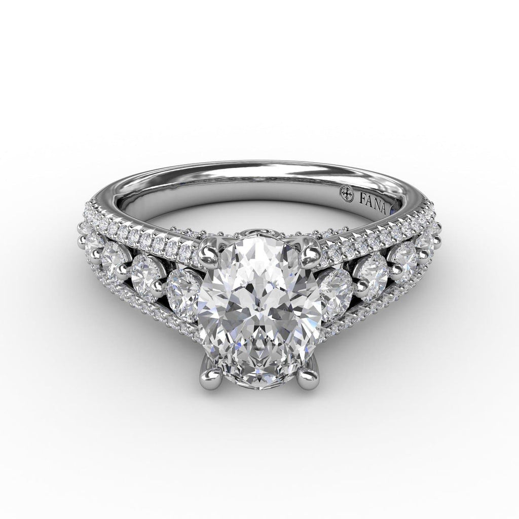 Classic Oval Diamond Solitaire Engagement Ring With Triple-Row Diamond Band (5552774054043)