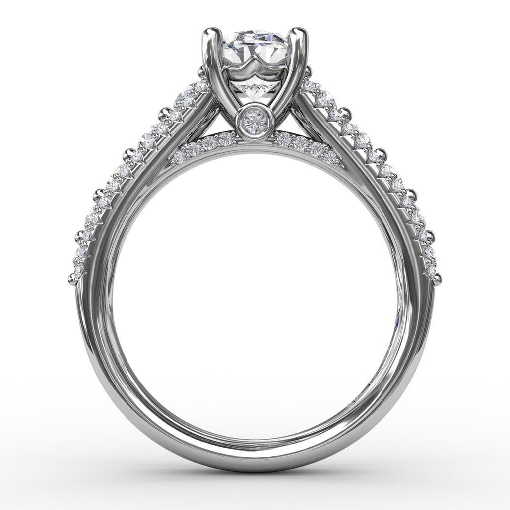 Classic Oval Diamond Solitaire Engagement Ring With Triple-Row Diamond Band (5552774054043)
