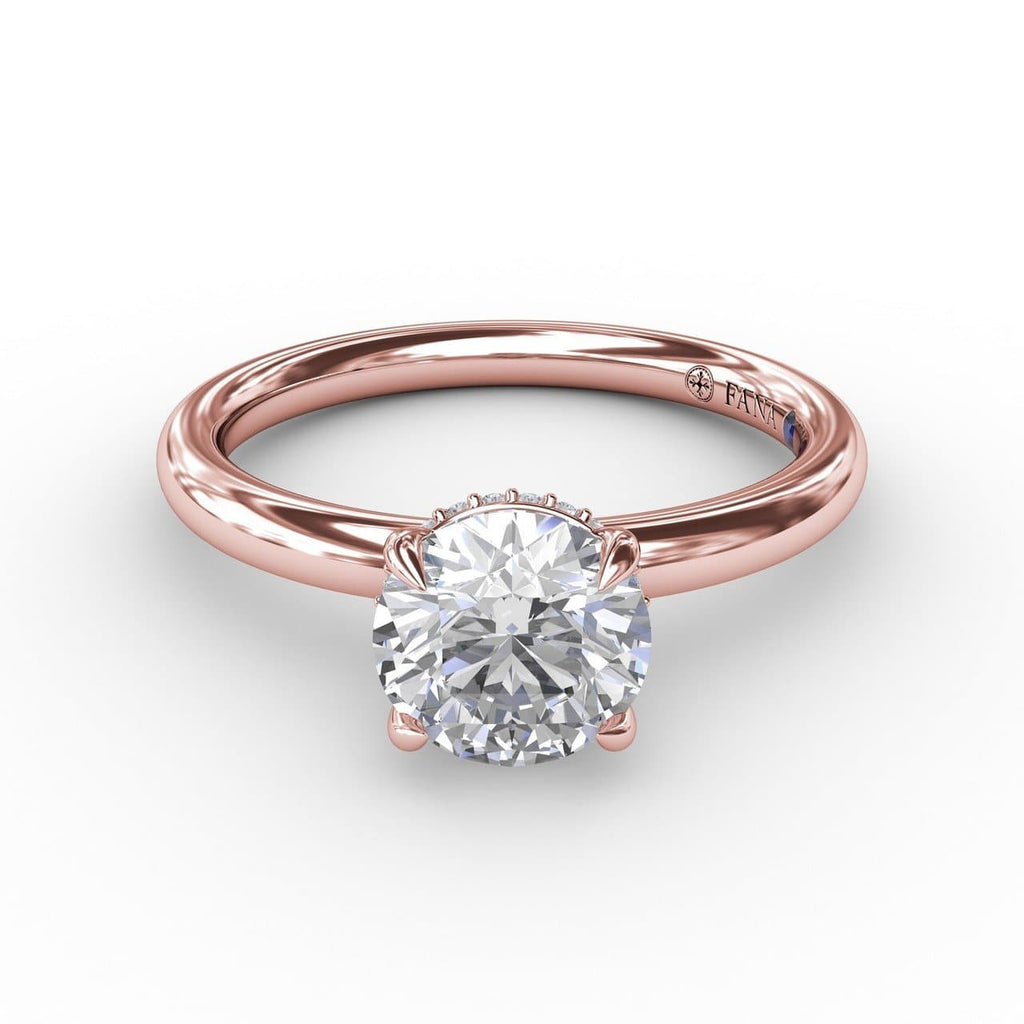 Contemporary Round Diamond Solitaire Engagement Ring With Hidden Pavé Halo (5552787259547)