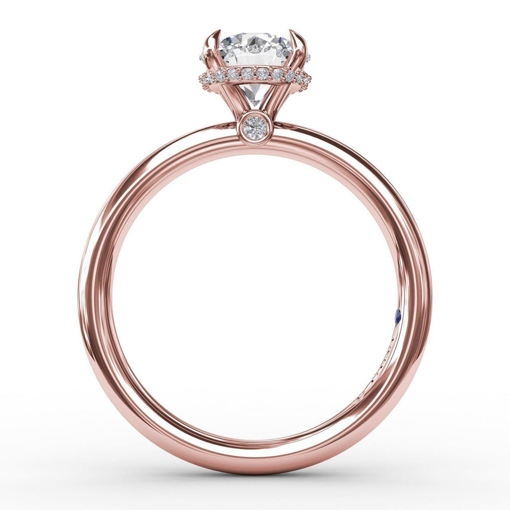 Contemporary Round Diamond Solitaire Engagement Ring With Hidden Pavé Halo (5552787259547)