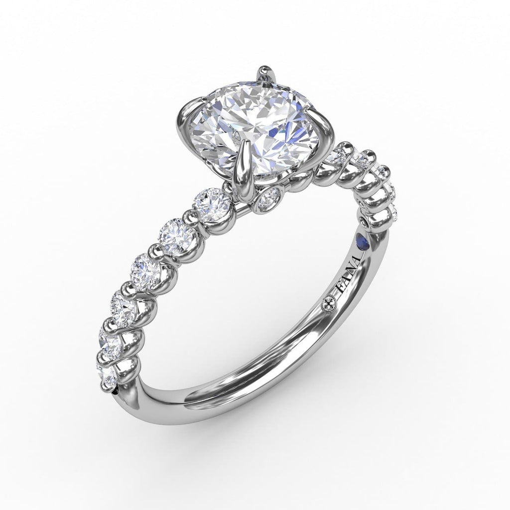 Contemporary Round Diamond Solitaire Engagement Ring With Diamond Band (5552774512795)