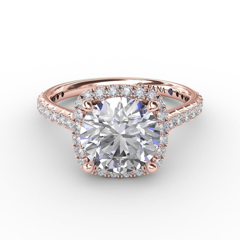 Cushion-Shaped Halo Diamond Engagement Ring with Diamond Band (5552789094555)