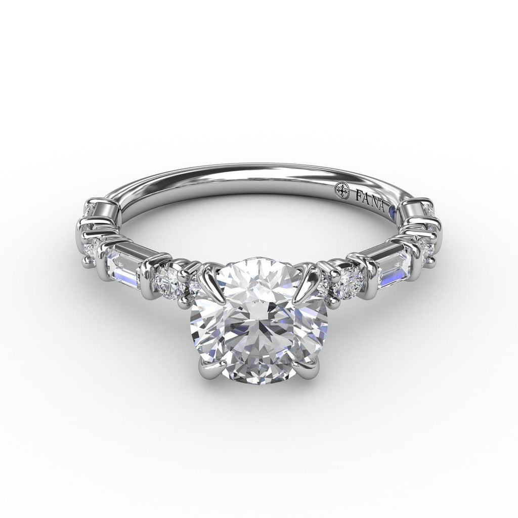 Contemporary Diamond Solitaire Engagement Ring With Baguettes and Round Diamond Accents (5552777167003)