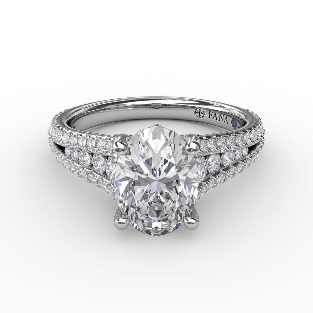 Oval Diamond Solitaire Engagement Ring With Triple-Row Tapered Diamond Band (5552777330843)