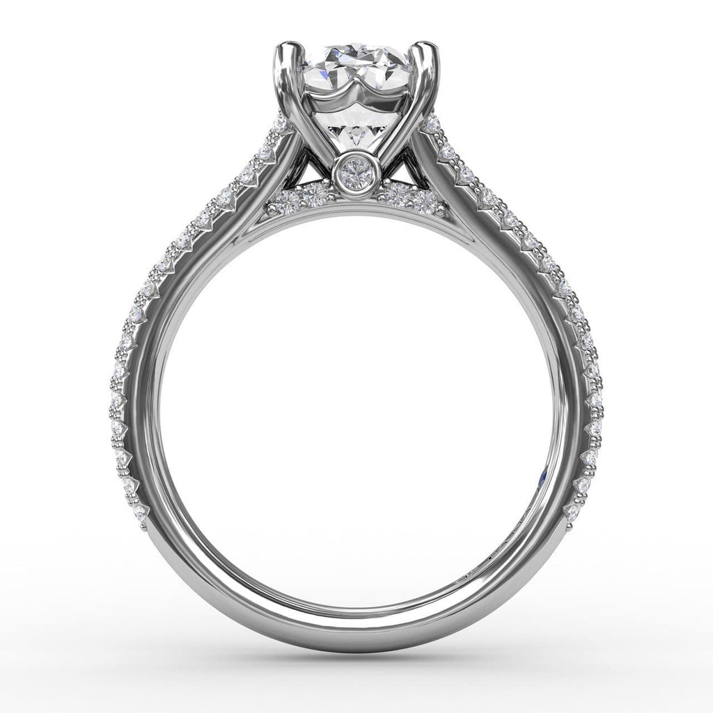 Oval Diamond Solitaire Engagement Ring With Triple-Row Tapered Diamond Band (5552777330843)