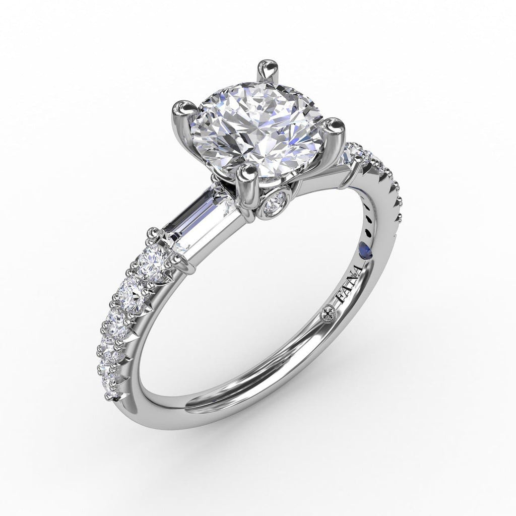 Contemporary Diamond Solitaire Engagement Ring With Baguettes (5552777560219)
