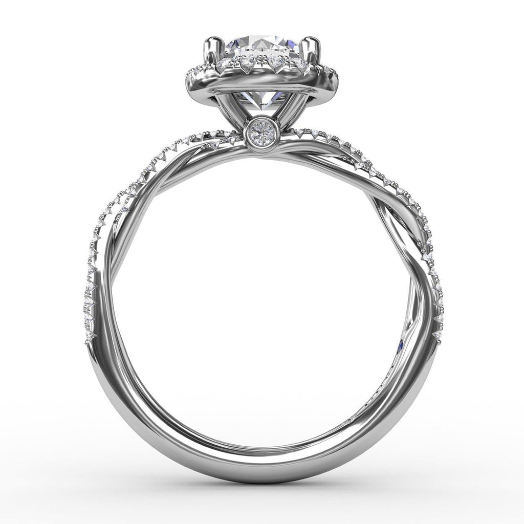 Classic Round Diamond Halo Engagement Ring With Twist Diamond Band (5552781721755)