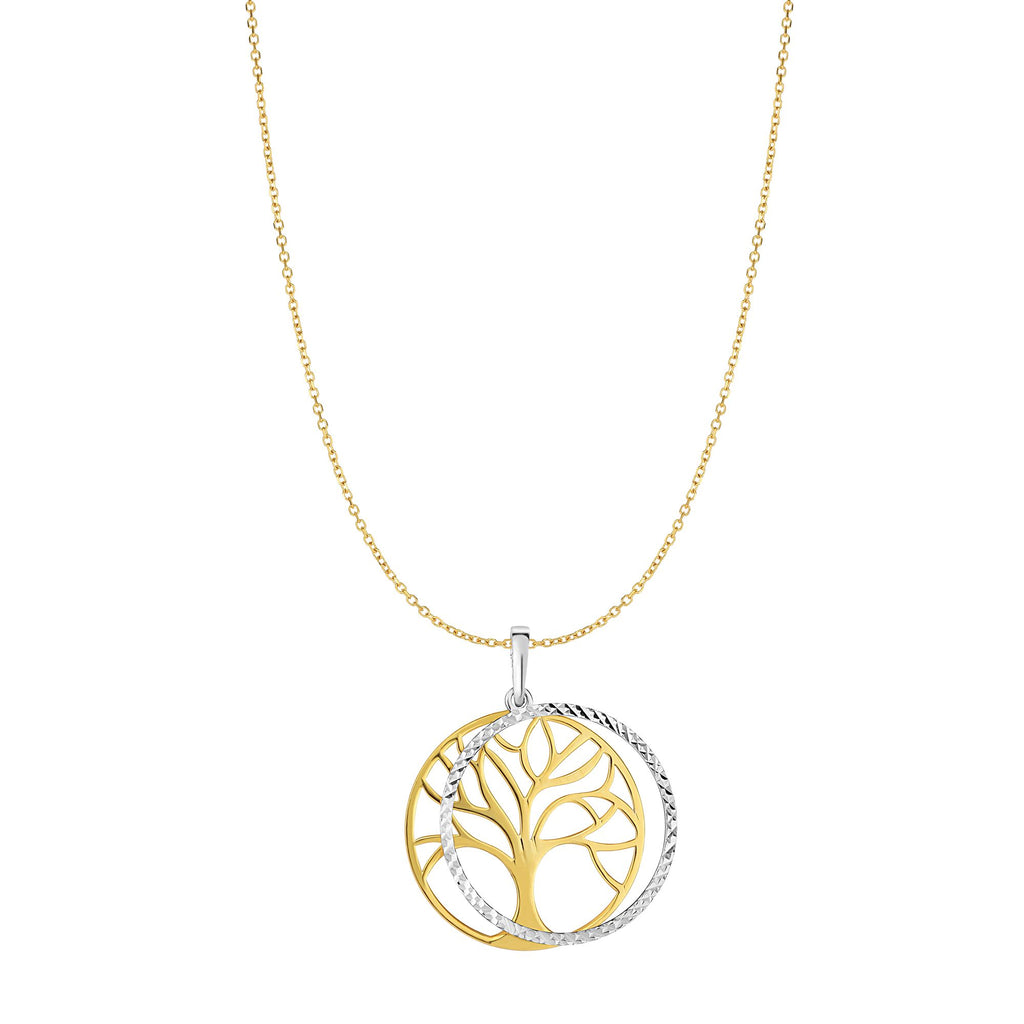 14K Two-tone Gold Double Disc Tree of Life Necklace (8210048876774)
