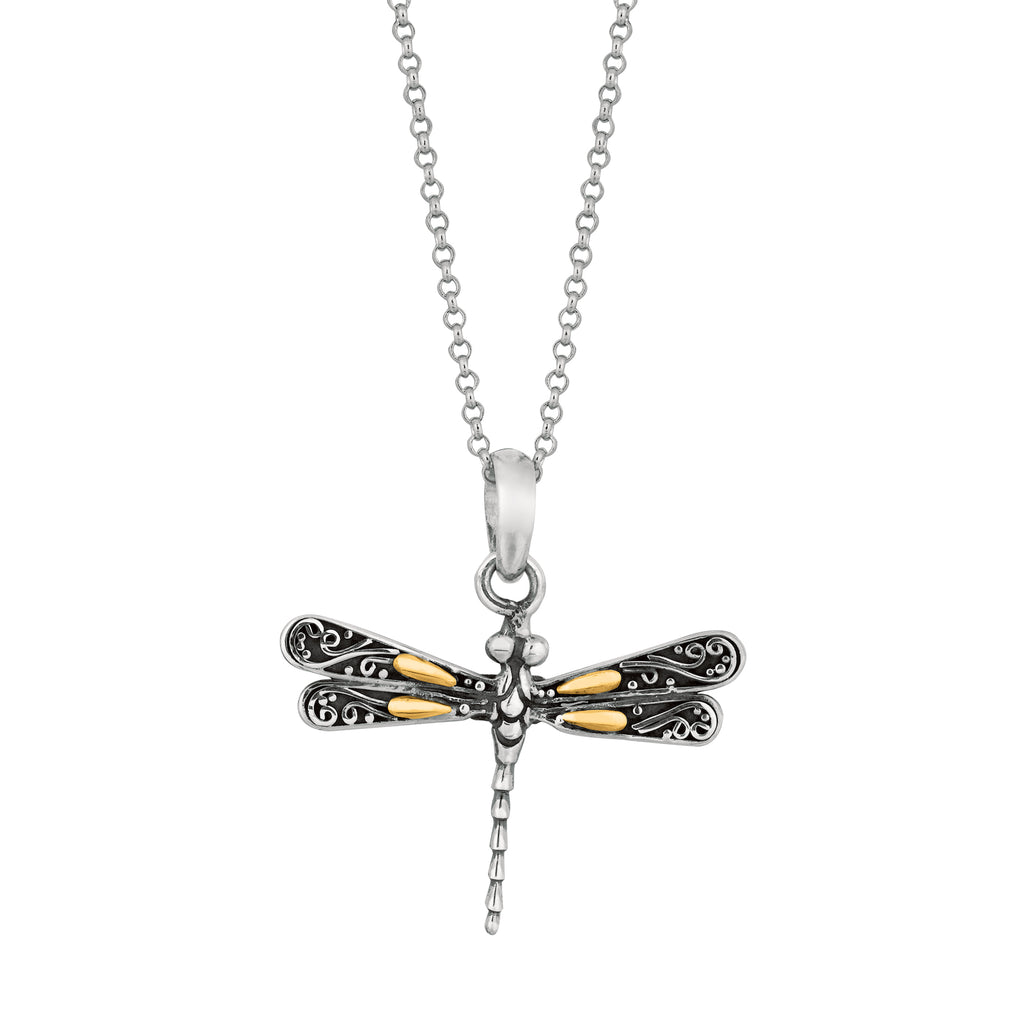 Silver & 18K Dragonfly Necklace (8210048254182)