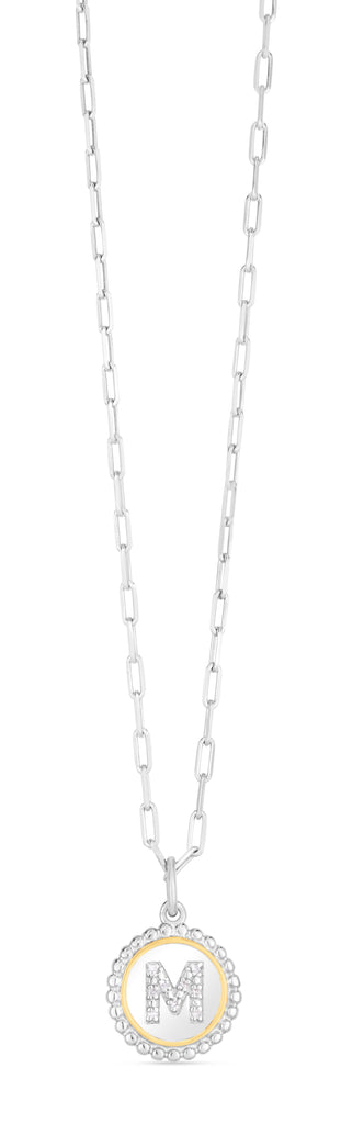 Silver-18K Popcorn Initials Letter M Necklace (8210047467750)