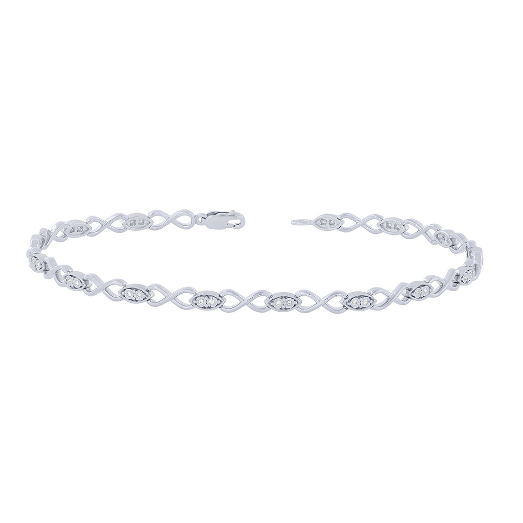 Sterling Silver 0.12Ctw Infinity Bracelet (6738322555035)