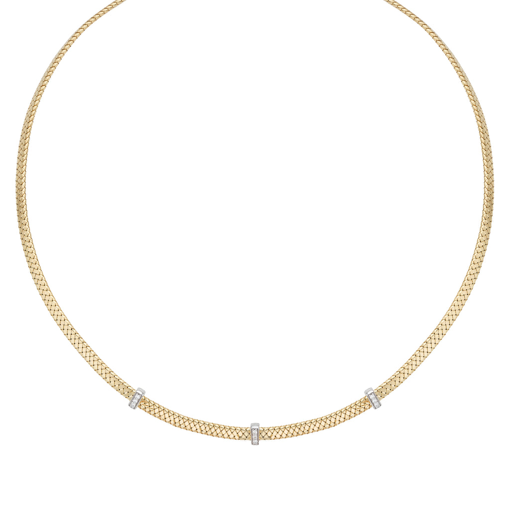 14K Gold Basketweave Diamond Accent Necklace (8210047238374)