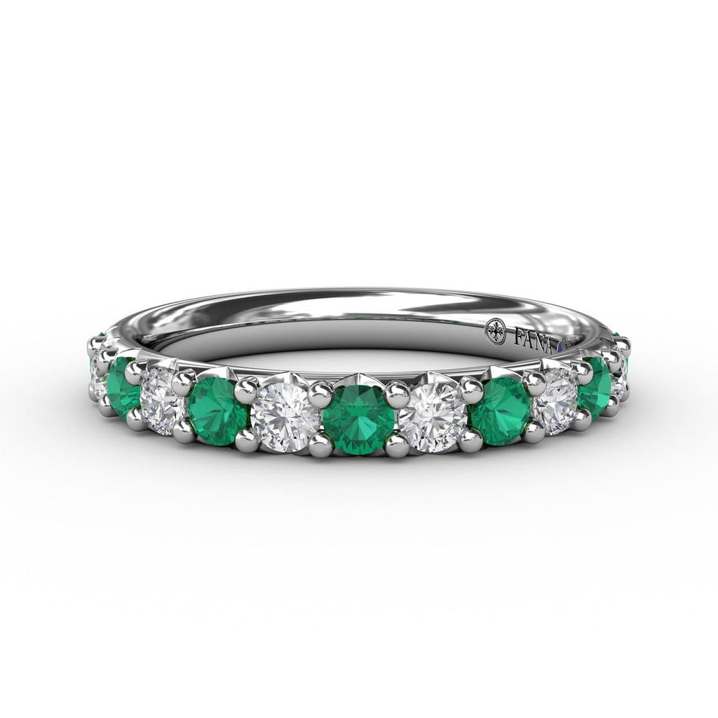 Emerald and Diamond Shared Prong Anniversary Band (5551824109723)