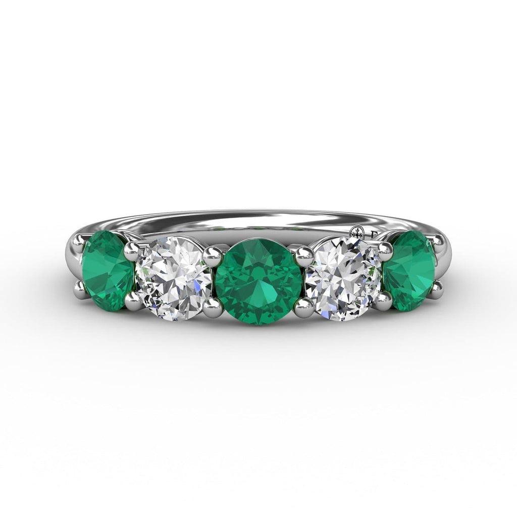 Chunky Emerald and Diamond Shared Prong Anniversary Band (5551825354907)