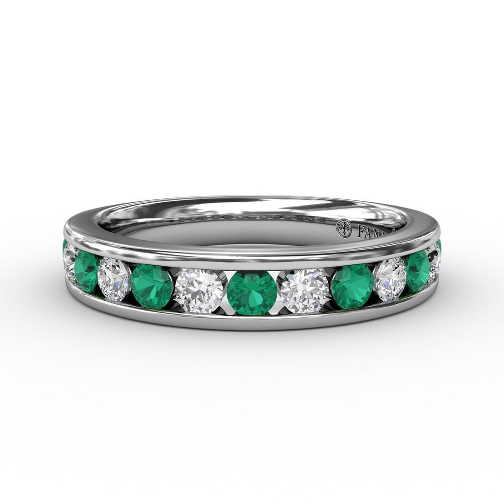 Channel Set Diamond and Emerald Band (5552808362139)