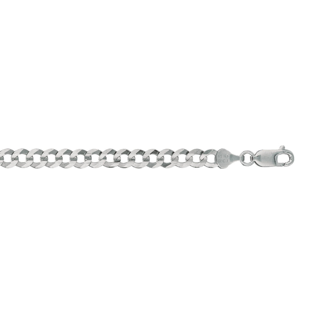 14kt 8.50 inches White Gold 5.7mm Diamond Cut Comfort Curb Chain with Lobster Clasp (5688363155611)