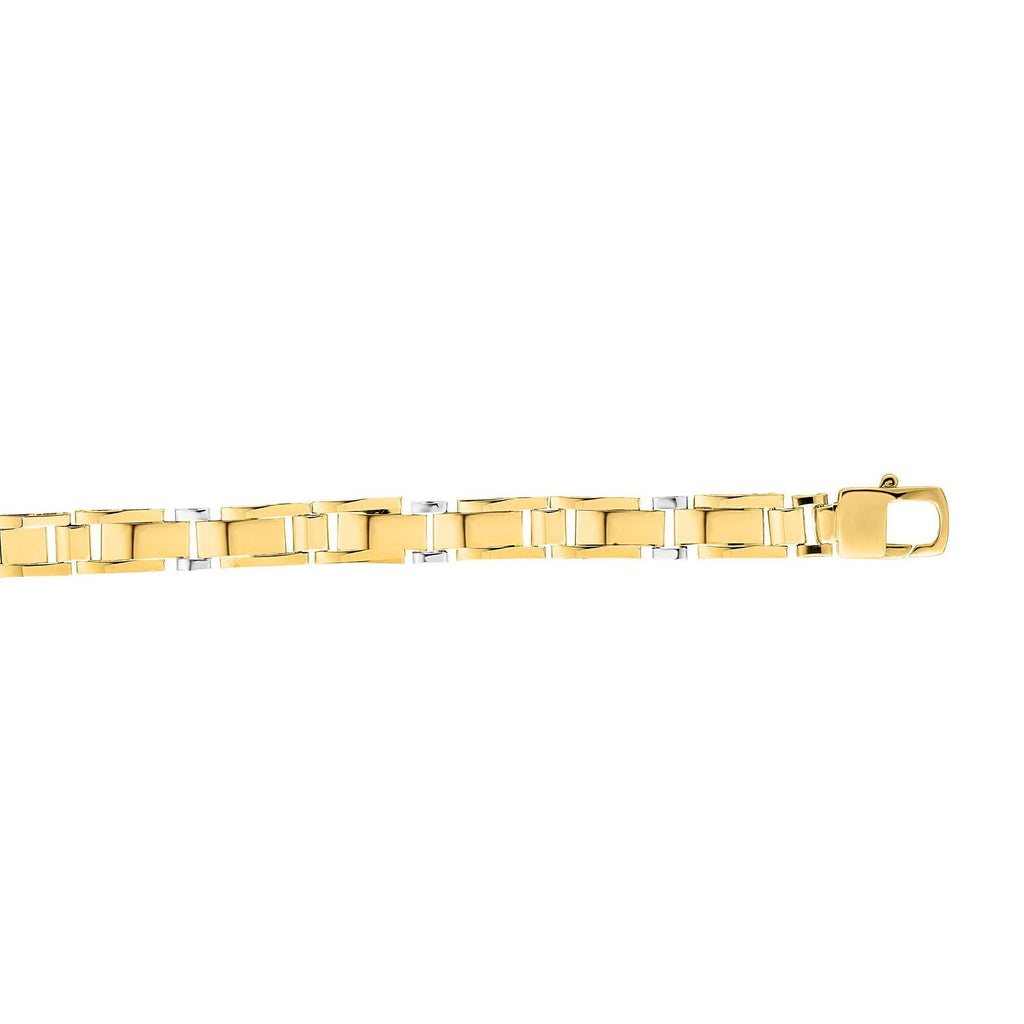 14kt Gold 8.25 inches Yellow+White Finish 7mm Shiny Fancy Fancy Bracelet with Lobster Clasp (5688359321755)