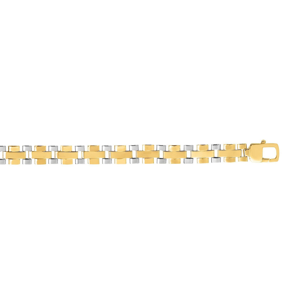 14kt Gold 8.25 inches Yellow+White Finish 7mm Shiny Panther Fancy Bracelet with Lobster Clasp (5688359223451)