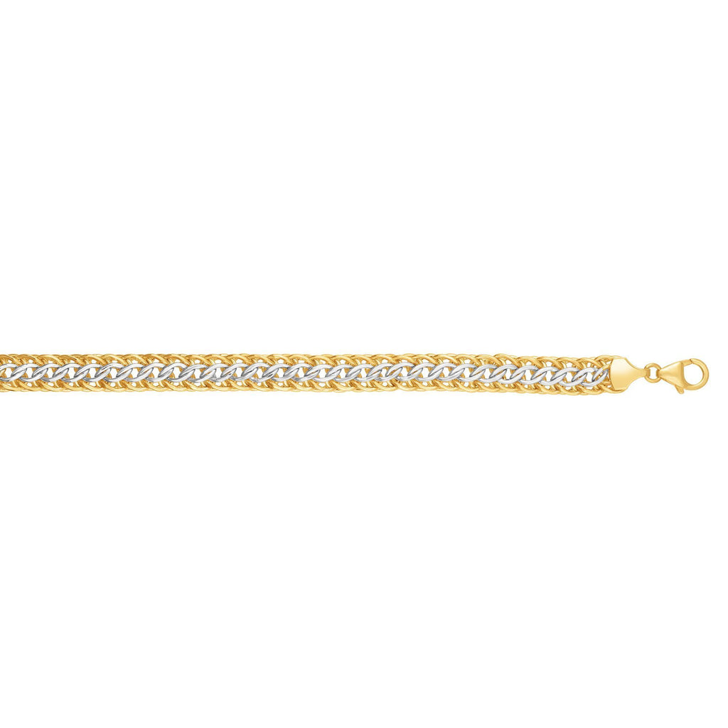 14kt Gold 7.5 inches Yellow+White Finish 8mm Shiny Dome Reversible Sadusa Bracelet with Lobster Clasp (5688358699163)