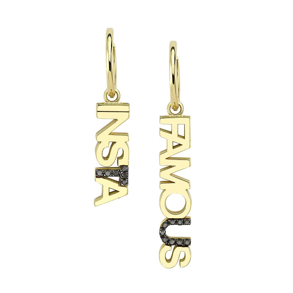 OWN Your Story "Insta Famous" Huggie Hoops + Charms with Black Diamonds (5358081343643)